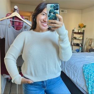 Brandy Melville | Cotton Crew Neck Neutral Sweater